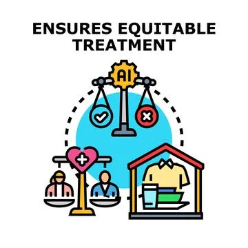 Artificial intelligence ensuring equitable treatment and human rights 스톡 일러스트