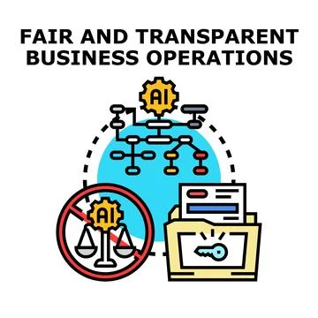 Artificial intelligence ensuring ethical fair business operations Stock Illustration