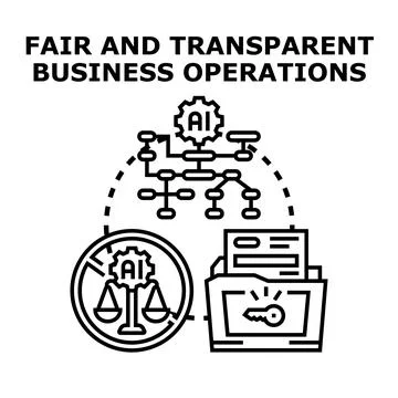Artificial intelligence ensuring ethical fair business operations Stock Illustration