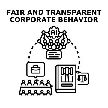 Artificial intelligence ensuring fair corporate behavior and ethical governan Stock Illustration