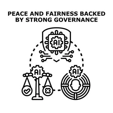 Artificial intelligence ensuring peace and fairness with strong governance Stock Illustration