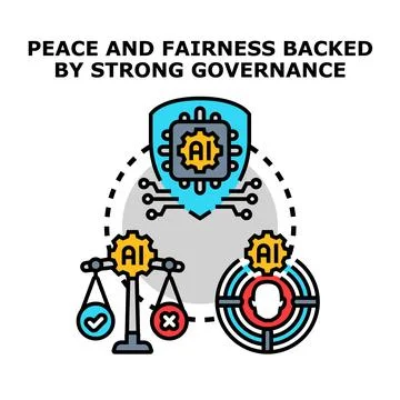 Artificial intelligence ensuring peace and fairness with strong governance Stock Illustration