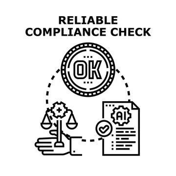 Artificial intelligence ensuring reliable regulatory compliance check Stock Illustration
