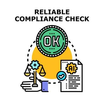 Artificial intelligence ensuring reliable regulatory compliance check Stock Illustration
