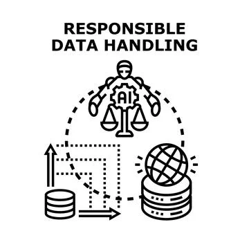 Artificial intelligence ensuring responsible data handling and privacy Stock Illustration