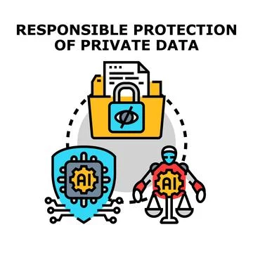 Artificial intelligence ensuring responsible data privacy protection Illustrazione stock
