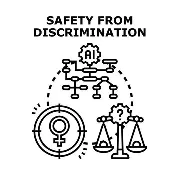 Artificial intelligence ensuring safety from discrimination concept Stock Illustration