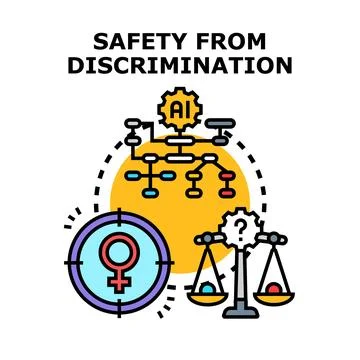 Artificial intelligence ensuring safety from discrimination concept Stock Illustration