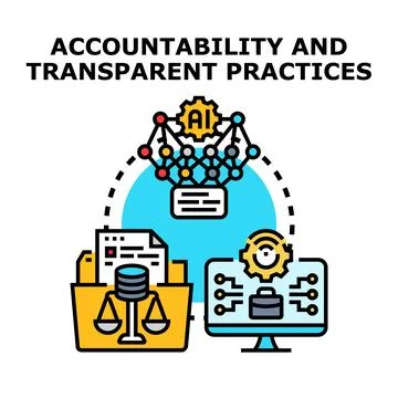 Artificial intelligence ensuring transparent practices and accountability Illustrazione stock