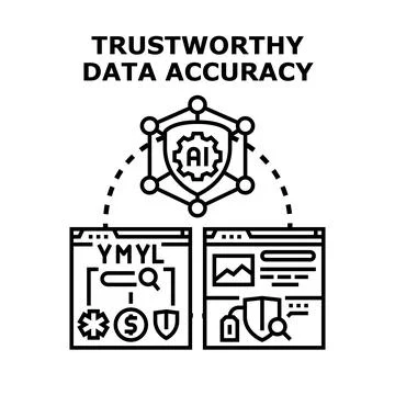 Artificial intelligence ensuring trustworthy data accuracy concept Illustrazione stock