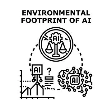 Artificial intelligence environmental footprint impact concept Stock Illustration