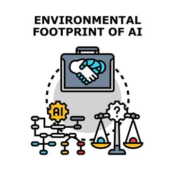 Artificial intelligence environmental impact and ethical consideration Stock Illustration