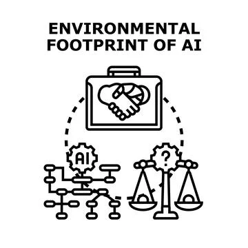 Artificial intelligence environmental impact and ethical consideration Stock Illustration
