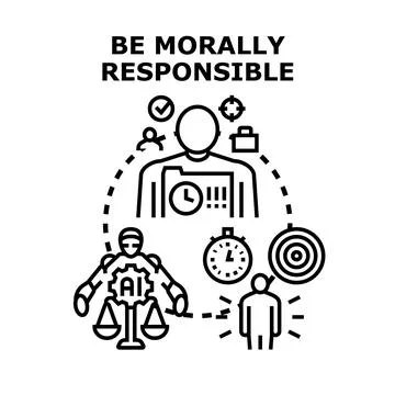 Artificial intelligence ethical responsibility evaluating human tasks 스톡 일러스트