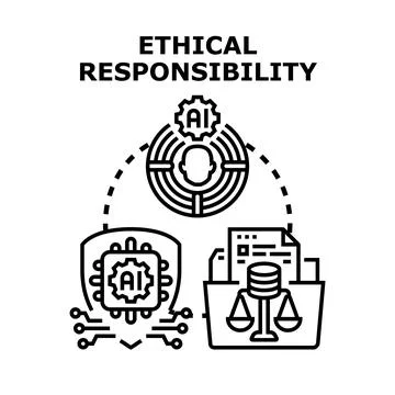 Artificial intelligence ethical responsibility social influence concept Stock Illustration