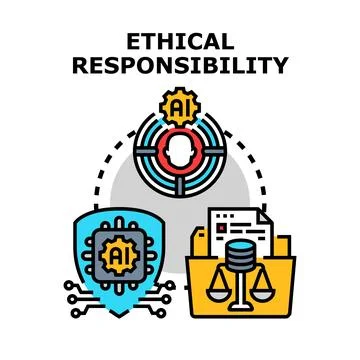 Artificial intelligence ethical responsibility social influence concept Ilustração Stock