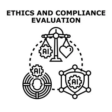 Artificial intelligence ethics and compliance evaluation concept Stock Illustration