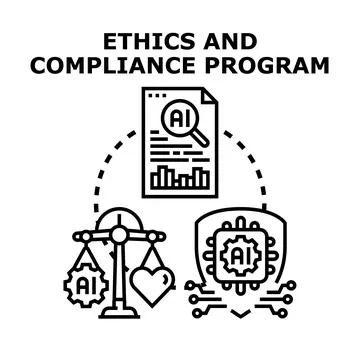 Artificial intelligence ethics and regulatory compliance program Stock Illustration