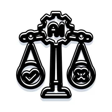 Artificial intelligence ethics balance decision making justice Stock Illustration
