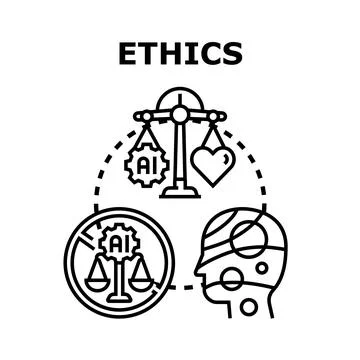 Artificial intelligence ethics choosing human values concept 스톡 일러스트