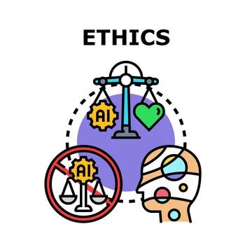Artificial intelligence ethics choosing human values concept Stock Illustration