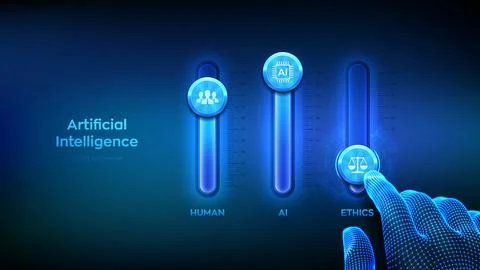 Artificial Intelligence ethics concept. AI control. Ethical AI decision makin Stock Illustration