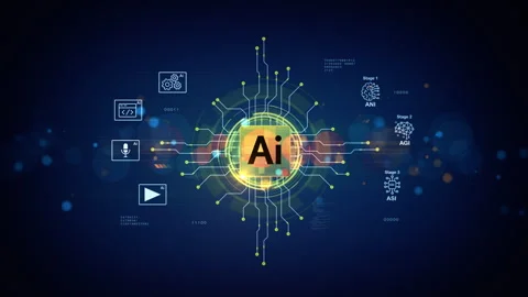 Artificial Intelligence Evolution Diagram Showing ANI, AGI, and ASI Stages Stock-Footage 337862680