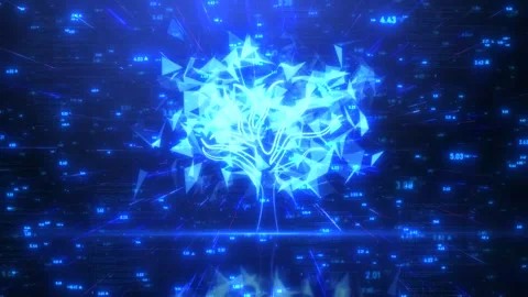 Artificial Intelligence Evolution – Glowing Data Tree Futuristic Background Stock Footage 314504847