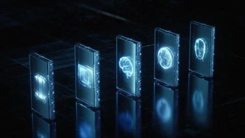 Artificial Intelligence Evolution, Holographic Progression Display 库存影片 344653792