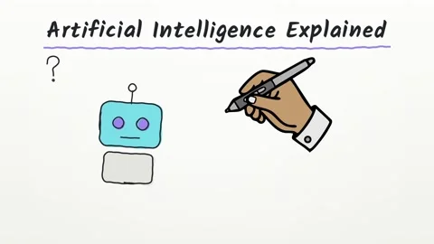 Artificial Intelligence Explained sketchbook style explainer featuring data Stock-Footage 348699376