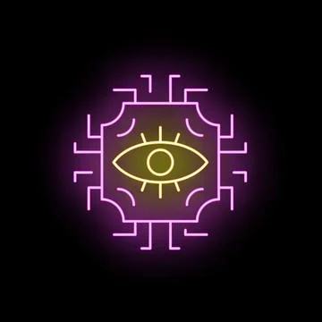 Artificial intelligence eye icon integrating digital technology Stock Illustration