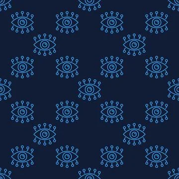 Artificial Intelligence Eye vector AI Technology linear seamless pattern 库存插图