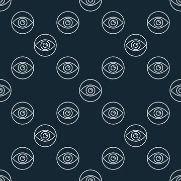 Artificial Intelligence Eye vector AI linear round seamless pattern Stock Illustration