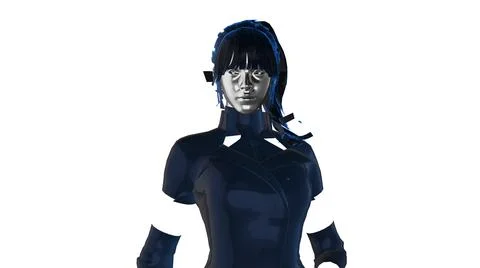 Artificial intelligence face, future technology machine learning Illustrazione stock