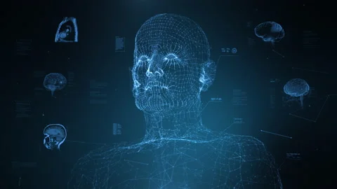 Artificial Intelligence Face Scanner. Facial Recognition, Biometric Information. Stock Footage 164464266