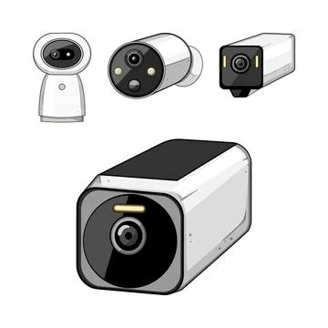 Artificial intelligence facial recognition cameras collection Illustrazione stock