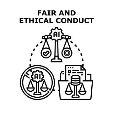 Artificial intelligence fair and ethical conduct concept Stock Illustration
