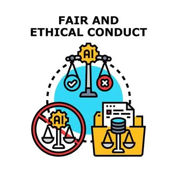 Artificial intelligence fair and ethical conduct concept Stock Illustration