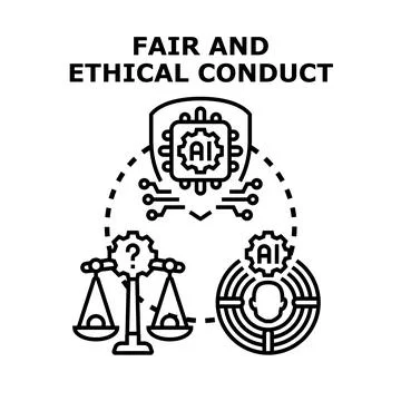 Artificial intelligence fair and ethical conduct concept Stock Illustration
