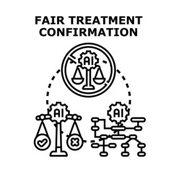 Artificial intelligence fair treatment confirmation and bias prevention Stock Illustration