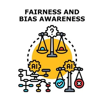Artificial intelligence fairness and bias awareness concept Stock Illustration