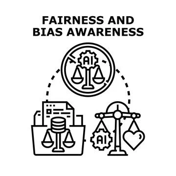 Artificial intelligence fairness and bias awareness concept Illustrazione stock