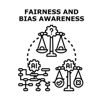 Artificial intelligence fairness and bias awareness concept イラスト素材