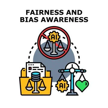 Artificial intelligence fairness and bias awareness concept Stock Illustration