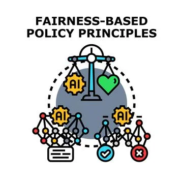 Artificial intelligence fairness balancing policy principles Stock Illustration