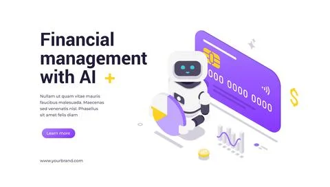 Artificial Intelligence Financial Management Robot With Charts And Banking .. Stock Illustration