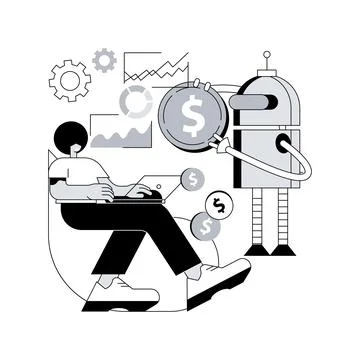 Artificial intelligence in financing abstract concept vector illustration. 스톡 일러스트
