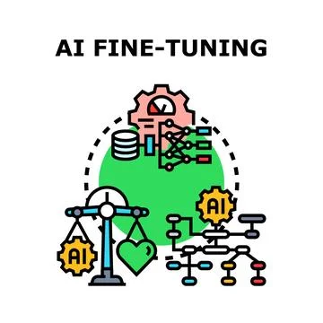 Artificial intelligence fine tuning processing big data concepts Stock Illustration