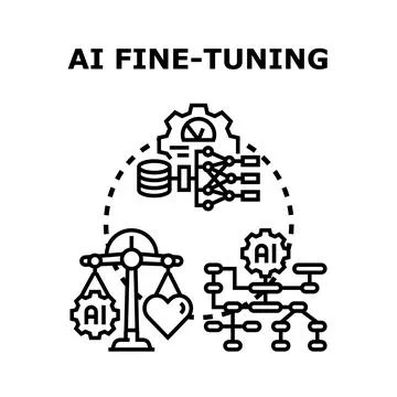 Artificial intelligence fine tuning processing big data concepts Illustrazione stock