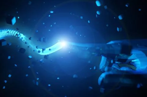 Artificial intelligence finger and network data transmission Stock Illustration